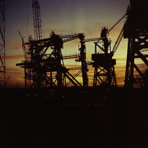 1974/75 Graythorp at dusk where the Company built the first oil rig jackets as the North Sea oil fields opened for the first time. Colour shot taken at dusk.